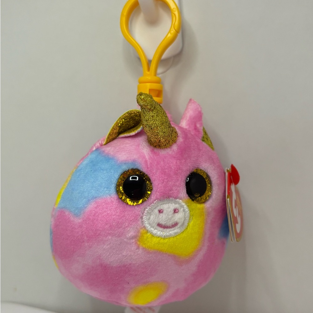 Ty Pink and Blue Unicorn Plush Keychain